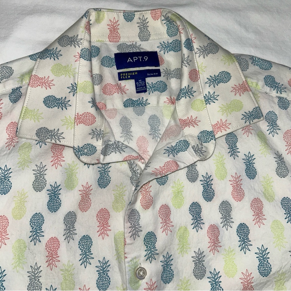 APT.9 Premier Flex Men’s Pineapple Print Button Shirt M